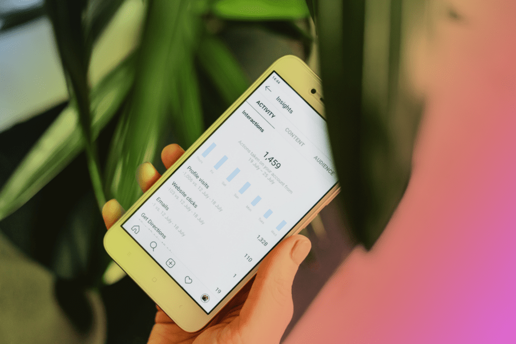 Brand ambassador looking at Instagram analytics