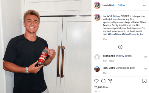 Bo Nix collaboration with Milo's Tea