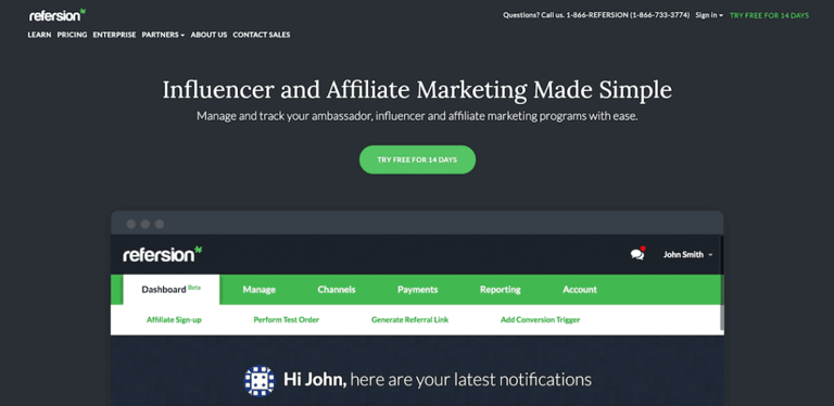 Refersion brand ambassador management software platform
