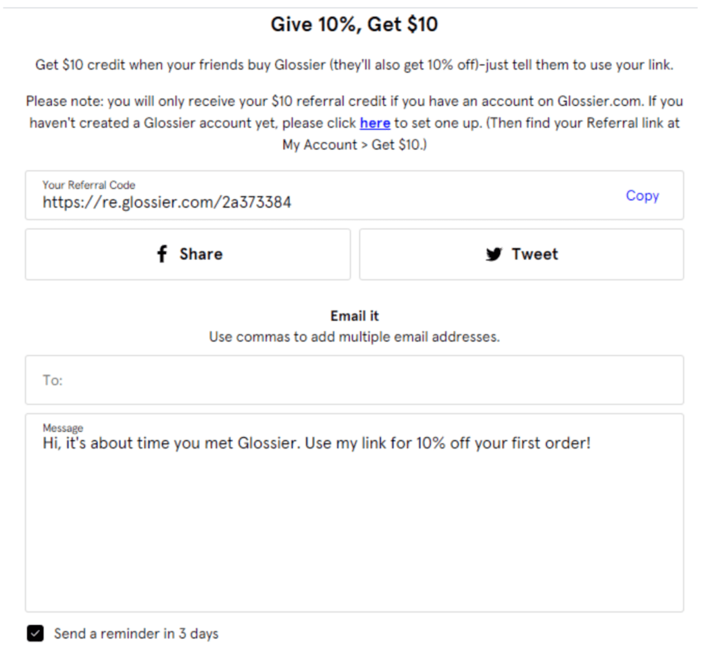 Glossier referral program