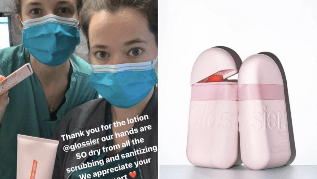 Glossier giving away lotions to healthcare workers
