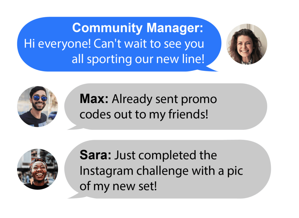 Chat between community manager and ambassadors