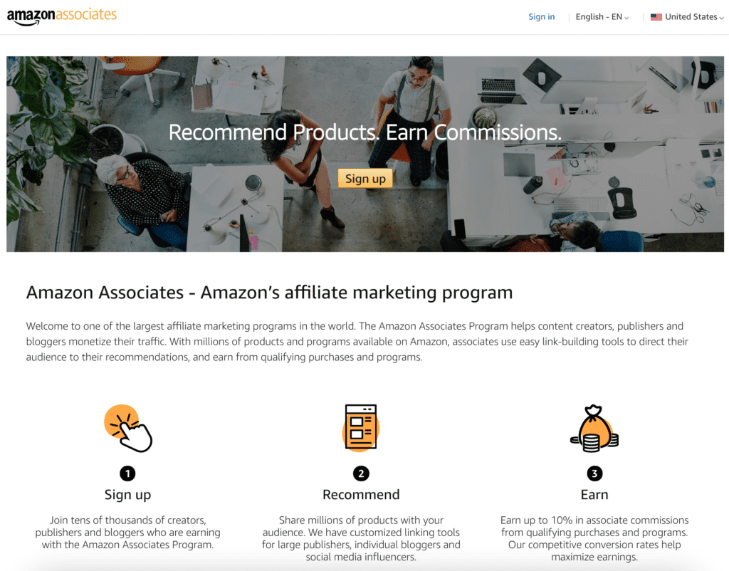 Amazon affiliate program
