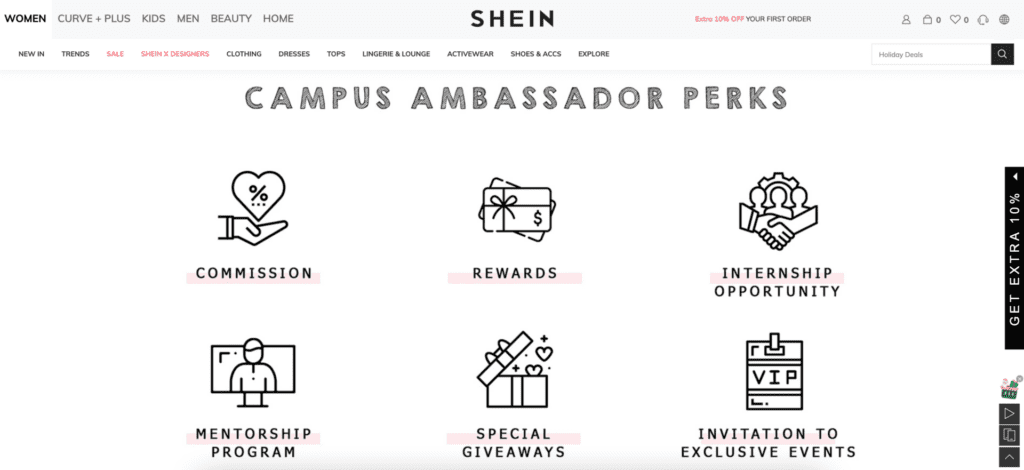 Shein campus ambassador program