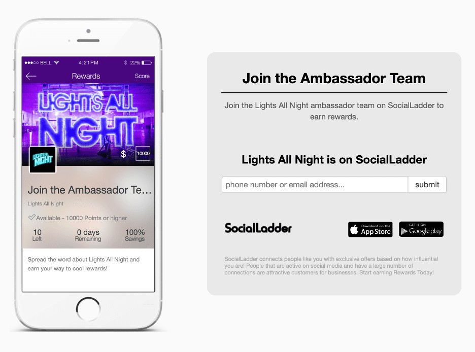 Lights All Night festival ambassador application